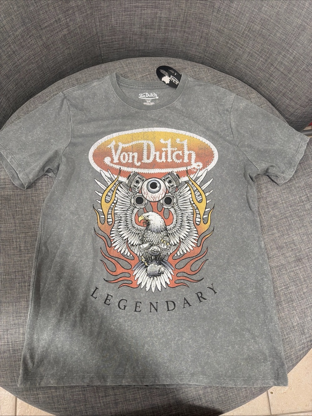 Von Dutch Gray Short-Sleeve 'Legendary' Eagle Graphic Tee